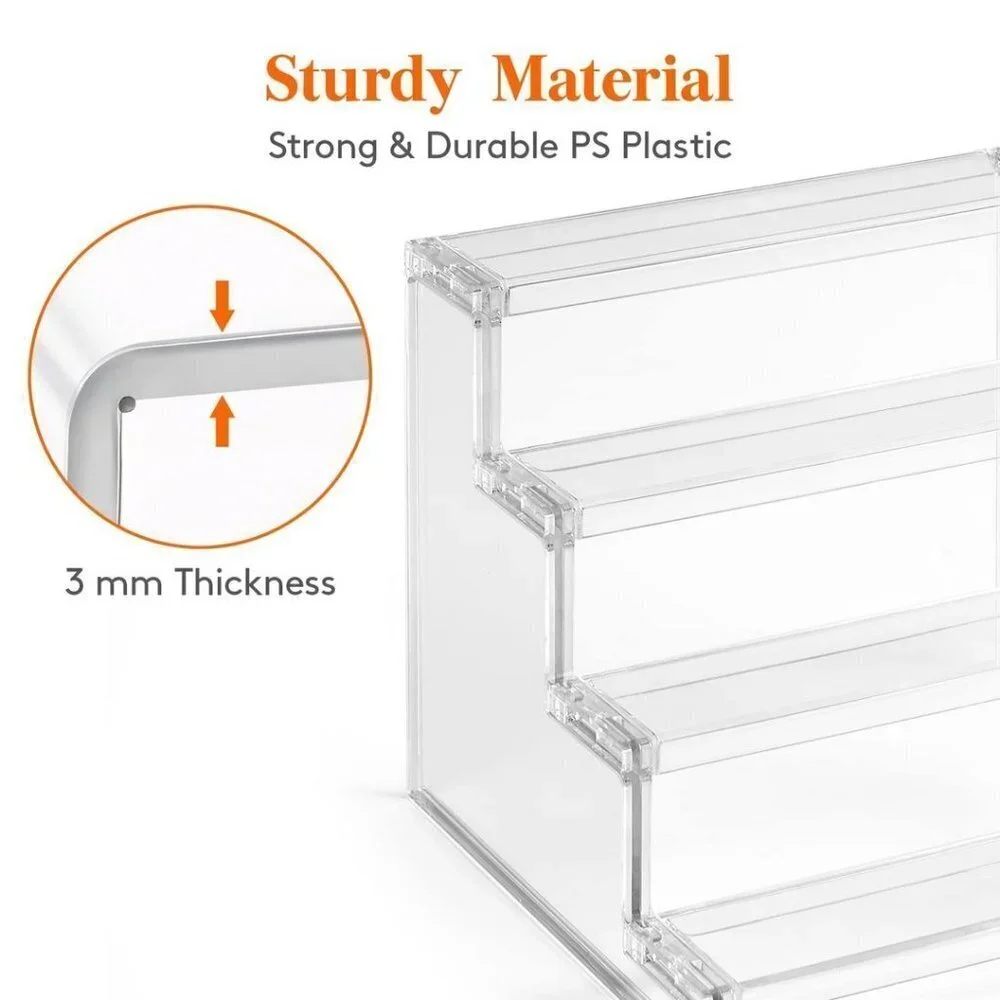 4 Tier Clear Display Risers Stand, Plastic Organizers for Figures - 9inch_1 pack